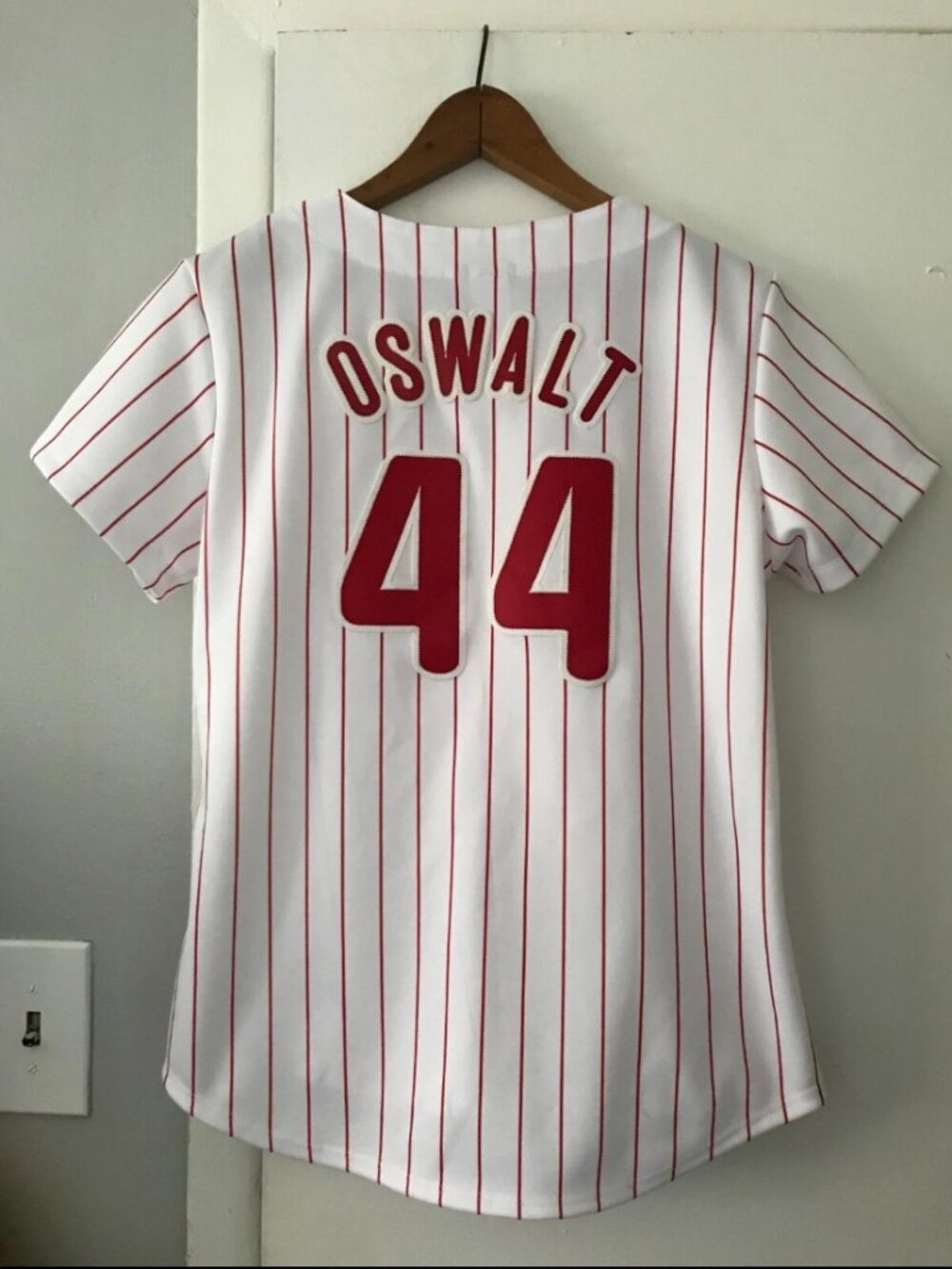 Majestic Roy Oswalt Philadelphia Phillies Jersey Women's Medium Genuine Stitched